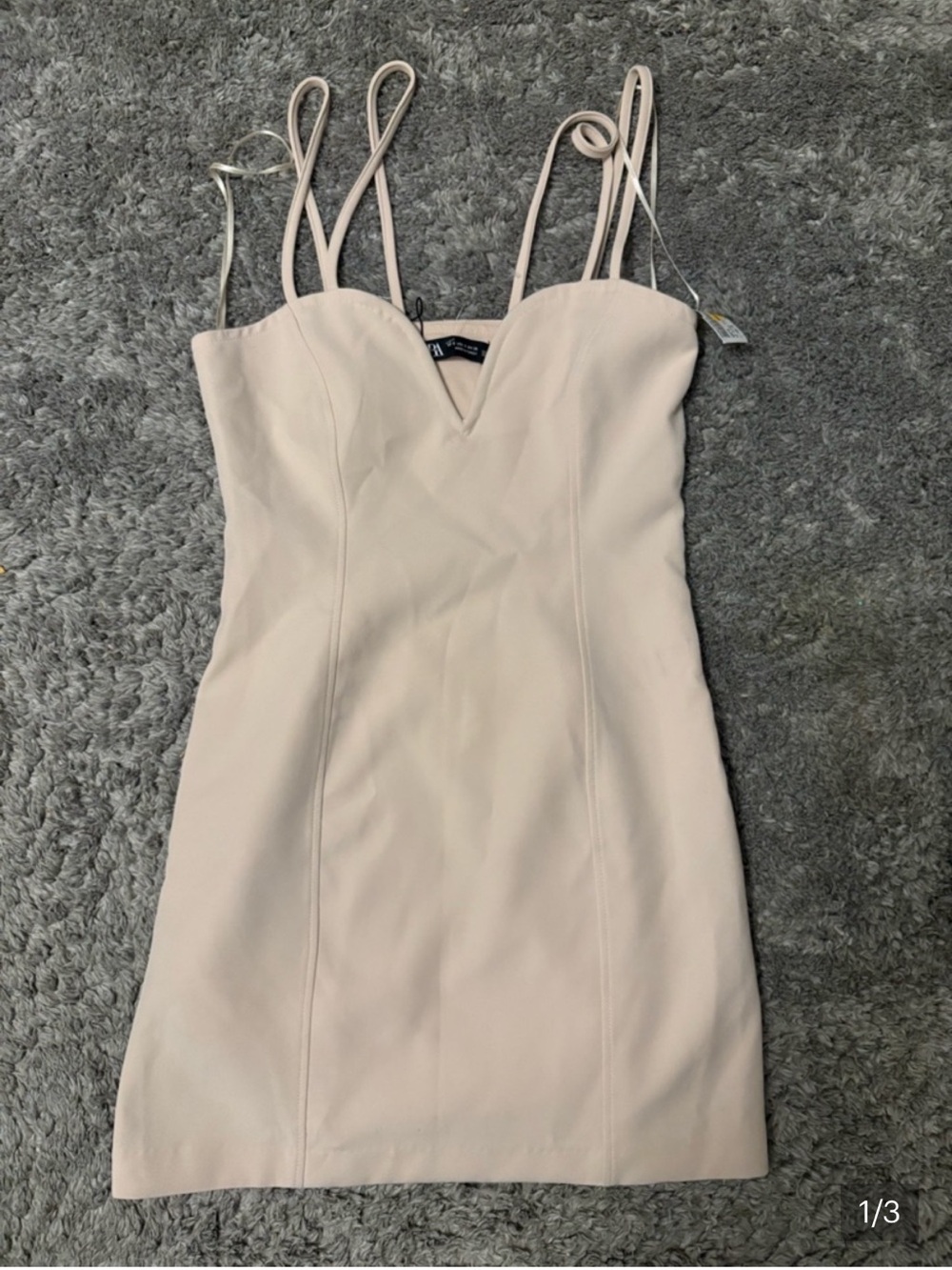 Zara Blush Double-Strap V-Neck Mini Dress